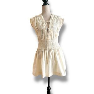 Pinkfilosofy Vidal Mini Dress in Ecru Cream, Size Large